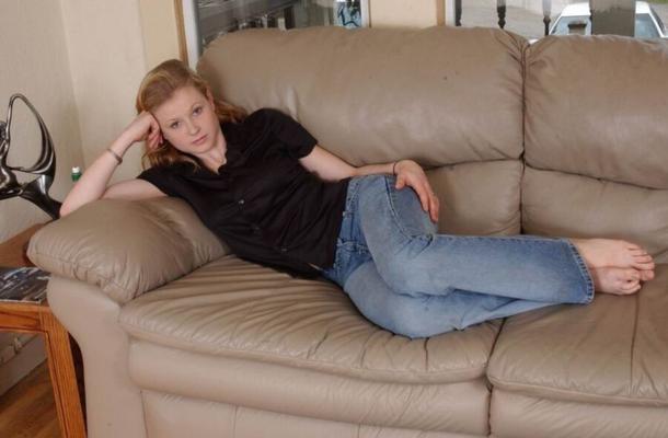 Chantelle Fontain - Black Blouse on Couch