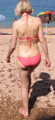 Blonde English Rose In Tight Pink Bikini