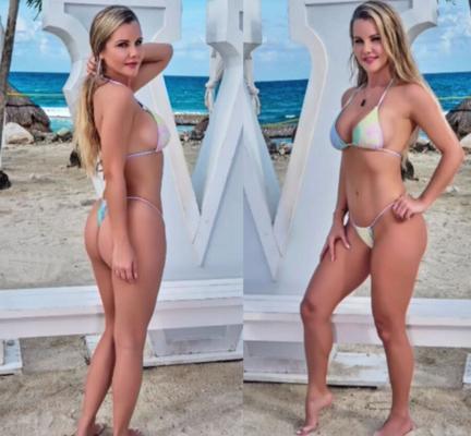 Sarah Kant Real Estate Now Modelling Thong Style Bikinis