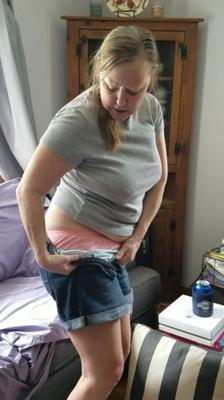 Neighbor Lori drops her shorts and reveals pink panties