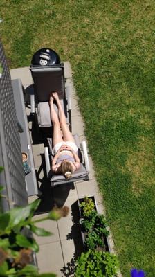 Sunbathing neighbour fucktoy with the slutty pussy