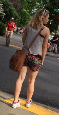 Cute Blonde in Colorful Shorts (NN)