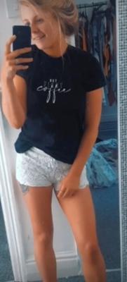 Kayleigh in pyjama shorts