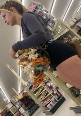 candid of amazing blonde girl&#;s ass in spandex