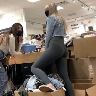 candid leggings worker