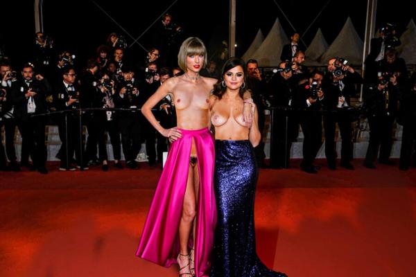 Taylor Swift & Selena Gomez Red Carpet Fake