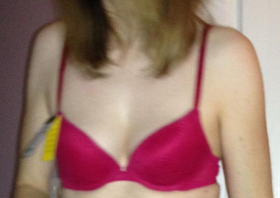 SLUT in a new red bra - what do you think