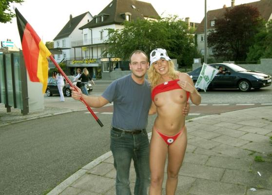 Yvonne - Public flashing - with football fans