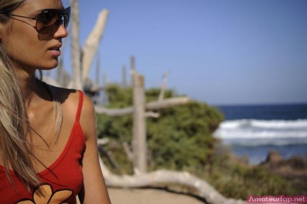 Beautiful Blonde Model Posing On Italian Beaches