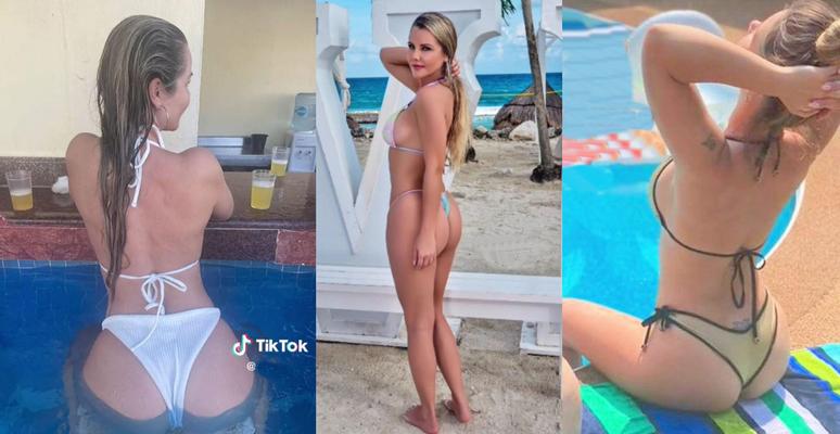 Sarah Más tomas de acción en bikini y tanga para idiotas